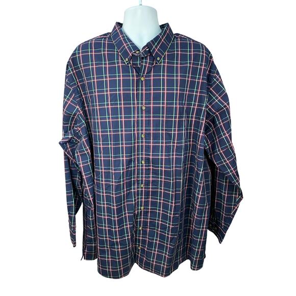 Harbor Bay Shirt Mens 2XLT Tall XXL Blue green Plaid Long Sleeve Button Down - Picture 1 of 7